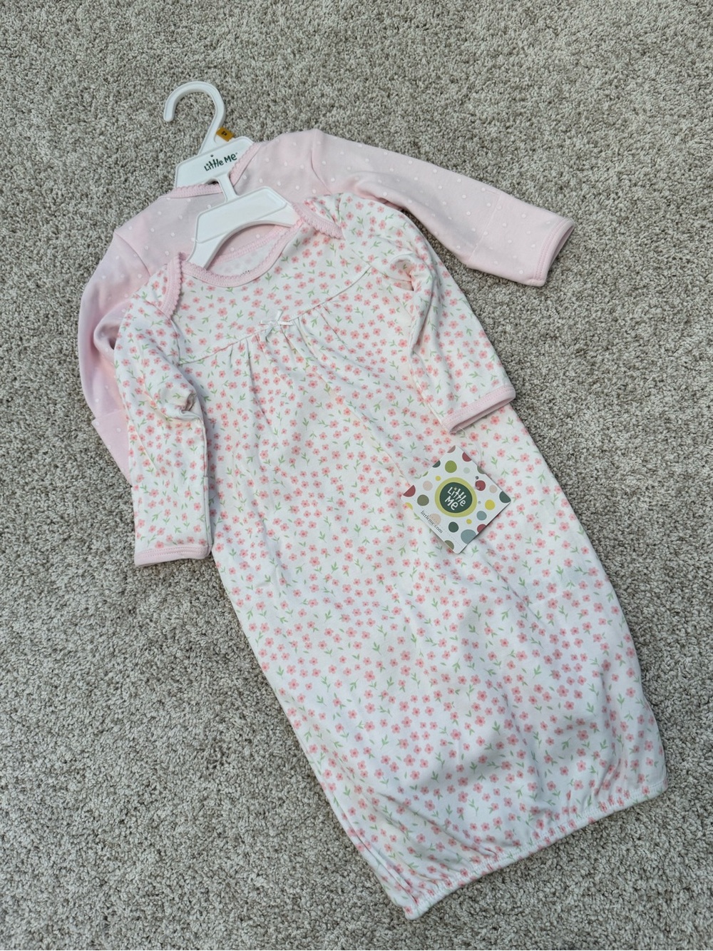 NEW With Tags! 2pcs Little Me Pink Floral Convertible Gown - Baby Sleepwear